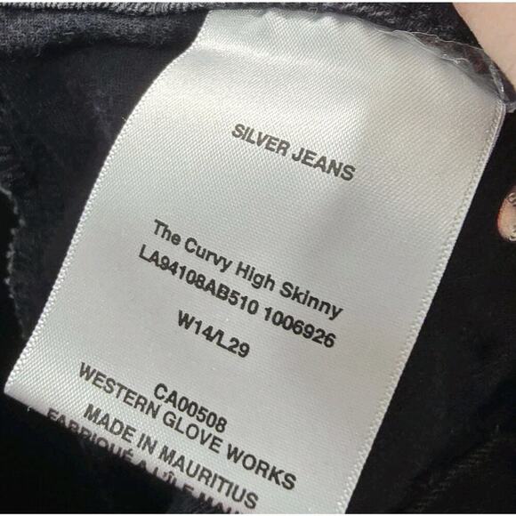 Silver Jeans Womens 14 X 29 Washed Black Denim Curvy High Rise Skinny - Picture 9 of 12